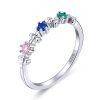 Inel din argint cu 3 cristale zirconiu colorate 8 US (diametru 18,2 mm)