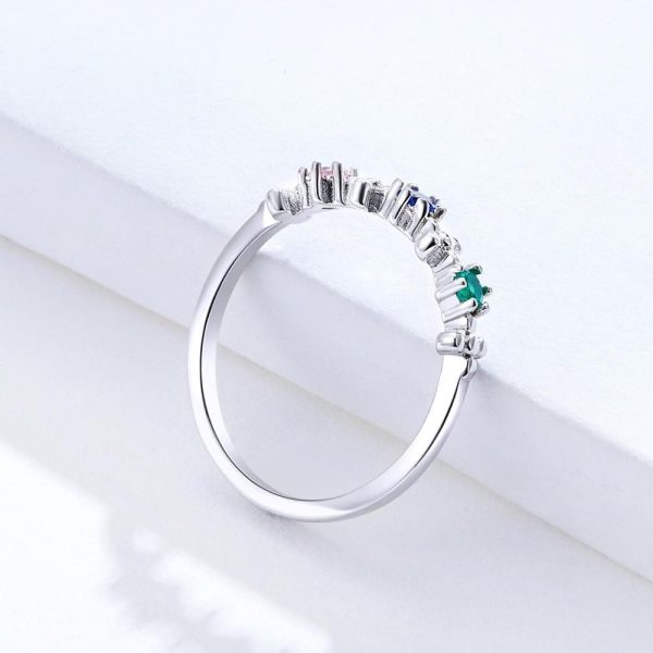 Inel din argint cu 3 cristale zirconiu colorate 8 US (diametru 18,2 mm)