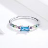 Inel din argint de logodna cu cristale zirconiu multicolore 8 US (diametru 18,2 mm)