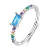 Inel din argint de logodna cu cristale zirconiu multicolore 8 US (diametru 18,2 mm)