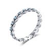 Inel din argint impletit spic de grau cu cristale albastre 8 US (diametru 18,2 mm)