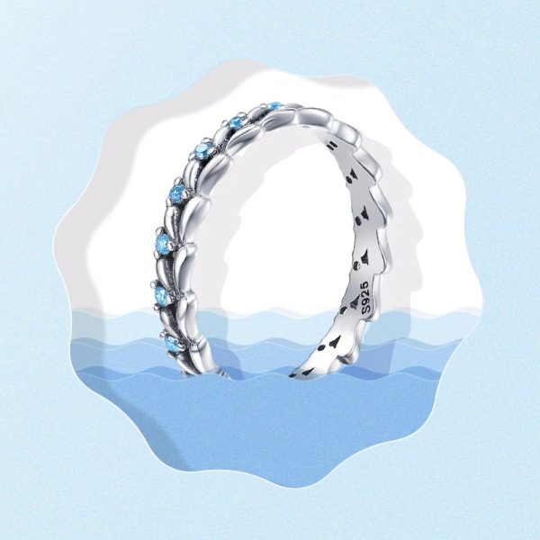 Inel din argint impletit spic de grau cu cristale albastre 8 US (diametru 18,2 mm)