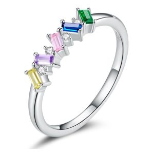 Inel fashion din argint cu pietricele multicolore 8 US (diametru 18,2 mm)