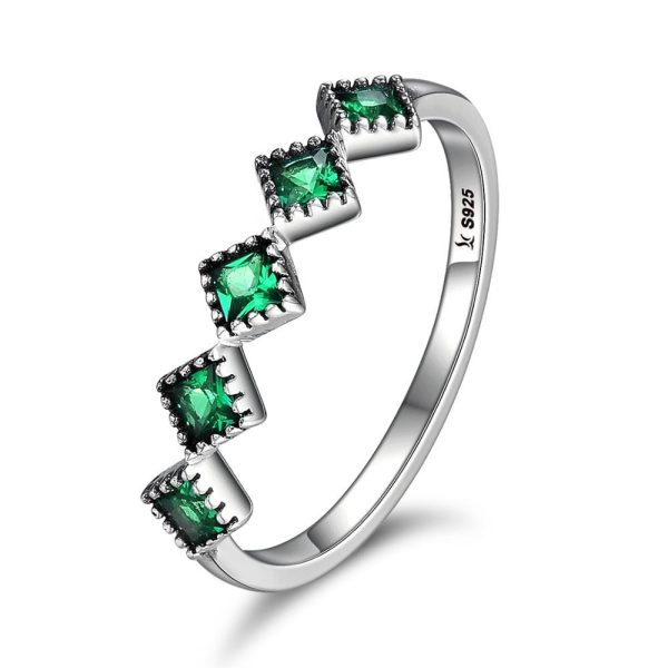 Inel green shape din argint 925 si cristale 8 US (diametru 18,2 mm)