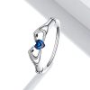 Inel hands and blue heart din argint 925 cu cristale 8 US (diametru 18,2 mm)