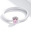 Inel pink print din argint 925 cu cristale zirconiu 8 US (diametru 18,2 mm)