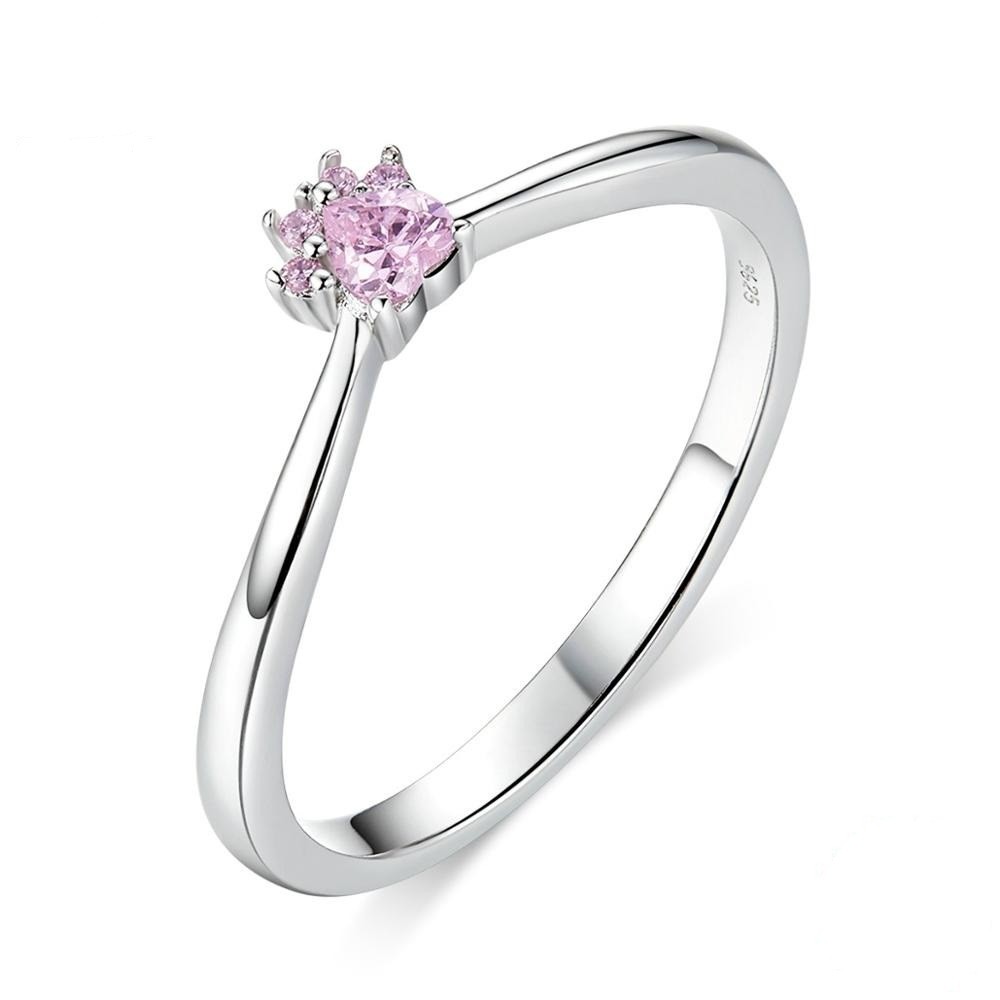 Inel pink print din argint 925 cu cristale zirconiu 8 US (diametru 18,2 mm)