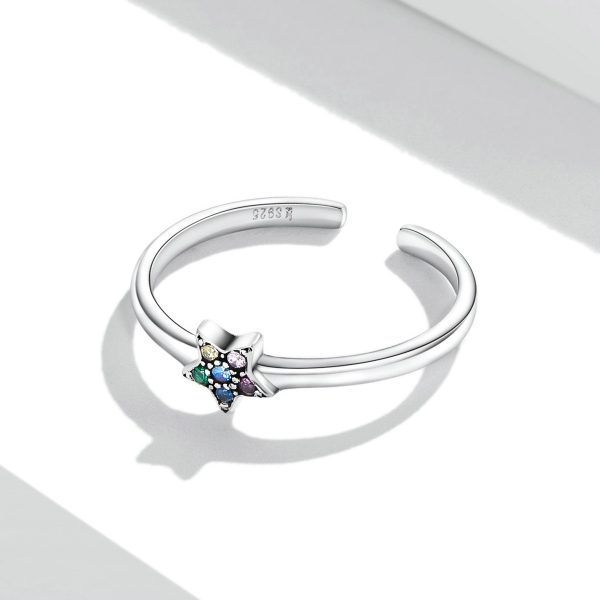 Inel reglabil colorful tiny star din argint 925 cu cristale
