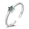 Inel reglabil colorful tiny star din argint 925 cu cristale
