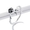 Inel reglabil din argint 925 black rose