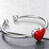 Inel reglabil din argint 925 cu email red heart