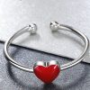 Inel reglabil din argint 925 cu email red heart