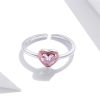 Inel reglabil din argint inimioara cu cristale pink heart