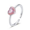 Inel reglabil din argint inimioara cu cristale pink heart