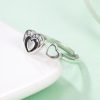 Inel reglabil double heart din argint 925 si cristale