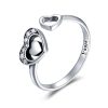 Inel reglabil double heart din argint 925 si cristale