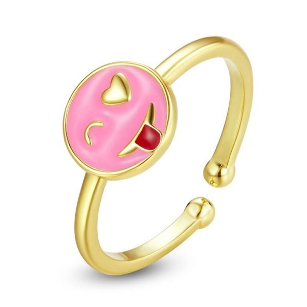Inel reglabil funny pink face din argint 925