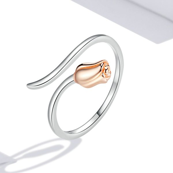 Inel reglabil golden rose din argint 925