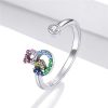 Inel reglabil litera B din argint 925 cu cristale zirconiu