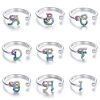 Inel reglabil litera H din argint 925 cu cristale zirconiu