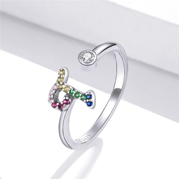 Inel reglabil litera T din argint 925 cu cristale zirconiu