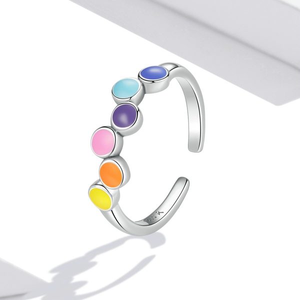 Inel reglabil multicolore shape din argint 925 cu email