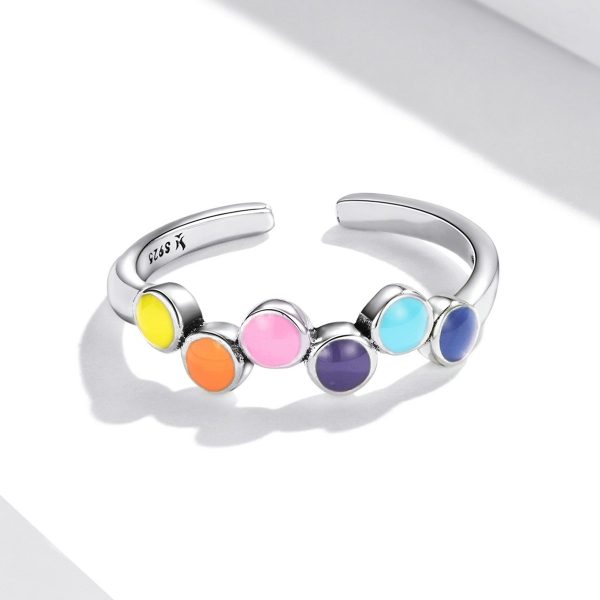 Inel reglabil multicolore shape din argint 925 cu email