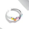 Inel reglabil multicolore shape din argint 925 cu email