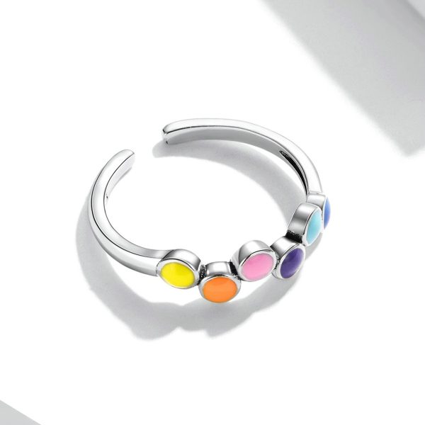 Inel reglabil multicolore shape din argint 925 cu email