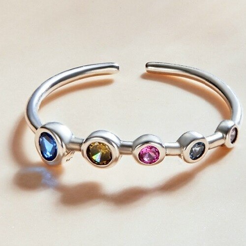 Inel reglabil multicolore stone din argint 925