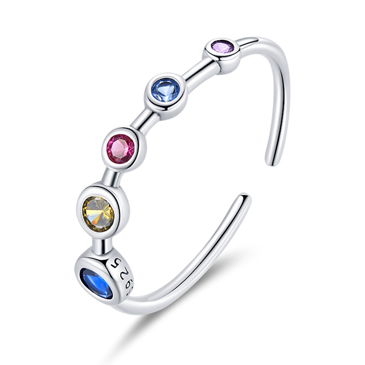 Inel reglabil multicolore stone din argint 925