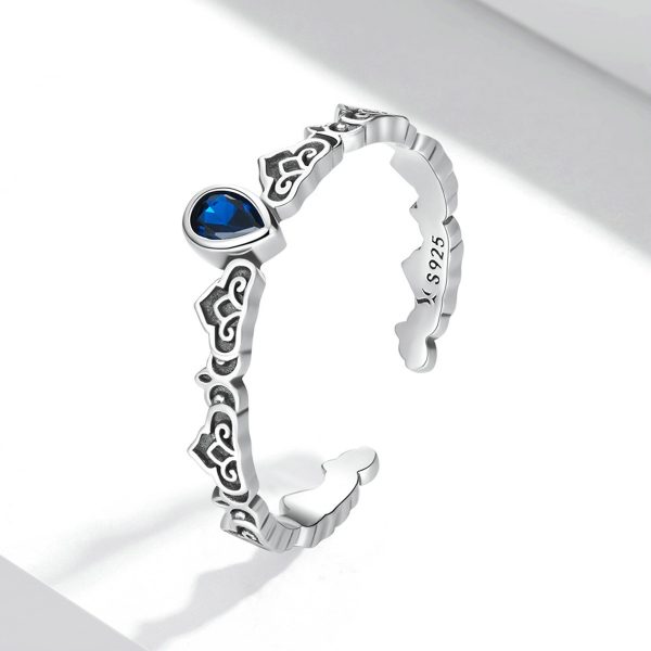 Inel reglabil princess crown din argint 925 cu cristale