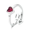 Inel reglabil red heart and arrow din argint 925 cu cristale