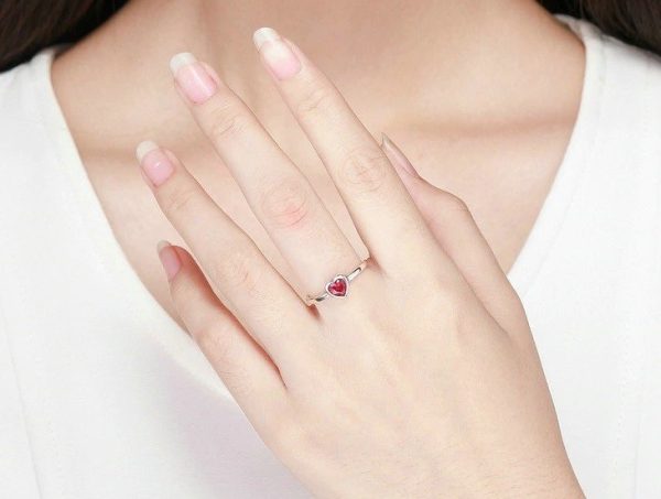 Inel reglabil red heart and arrow din argint 925 cu cristale