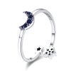 Inel reglabil star and moon din argint 925 cu cristale