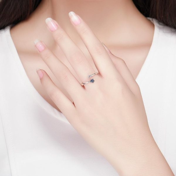 Inel reglabil star and moon din argint 925 cu cristale