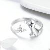 Inel reglablil cat and butterfly din argint 925