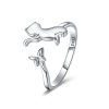 Inel reglablil cat and butterfly din argint 925