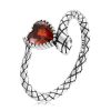 Inel sarpe si inima din argint 925 cu cristale 8 US (diametru 18,2 mm)
