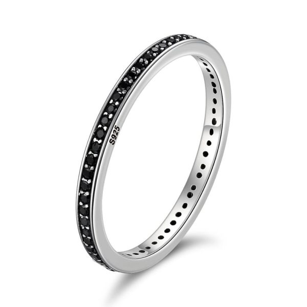 Inel shinny black stone din argint 925 8 US (diametru 18,2 mm)
