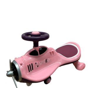 Masinuta - avion ride-on, roti silicon, cu volan - Speed, 122, roz