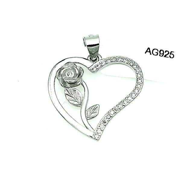Pandantiv cute rose in heart shape din argint 925