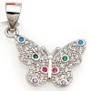 Pandantiv din argint 925 fluturas cu cristale zirconiu multicolore