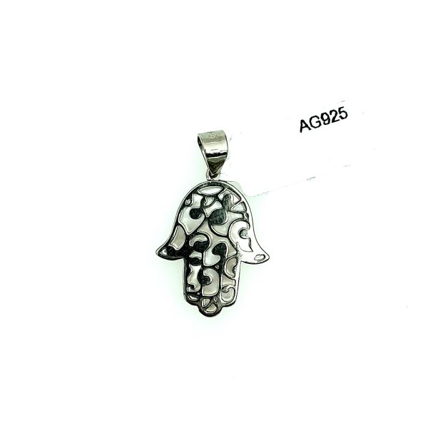 Pandantiv Hamsa hand cu doua fete din argint 925