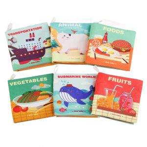 Set 6 carti senzoriale textile pentru bebelusi