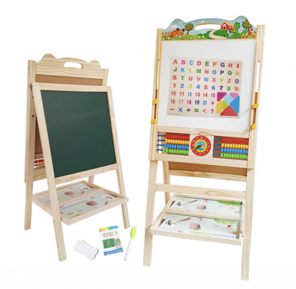 tabla-cu-doua-fete-animale-cu-abac-inaltime-reglabila-103-cm-din-lemn-837752.png Tabla cu Doua Fete, Animale cu abac, inaltime reglabila, 103 cm, din lemn