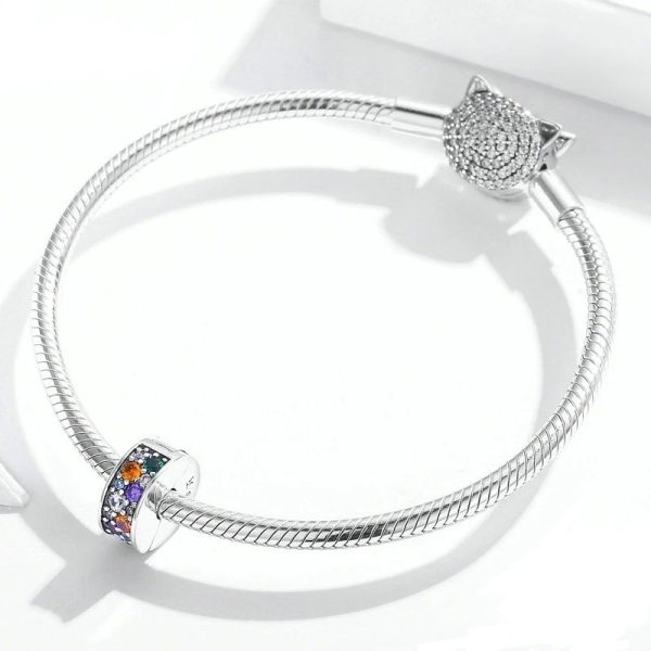 Talisman clips din argint cu cristale zirconiu colorful stone
