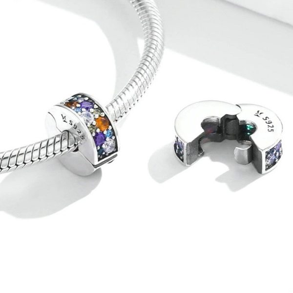 Talisman clips din argint cu cristale zirconiu colorful stone