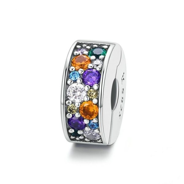Talisman clips din argint cu cristale zirconiu colorful stone