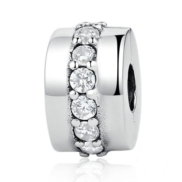 Talisman clips din argint cu cristale zirconiu incolore